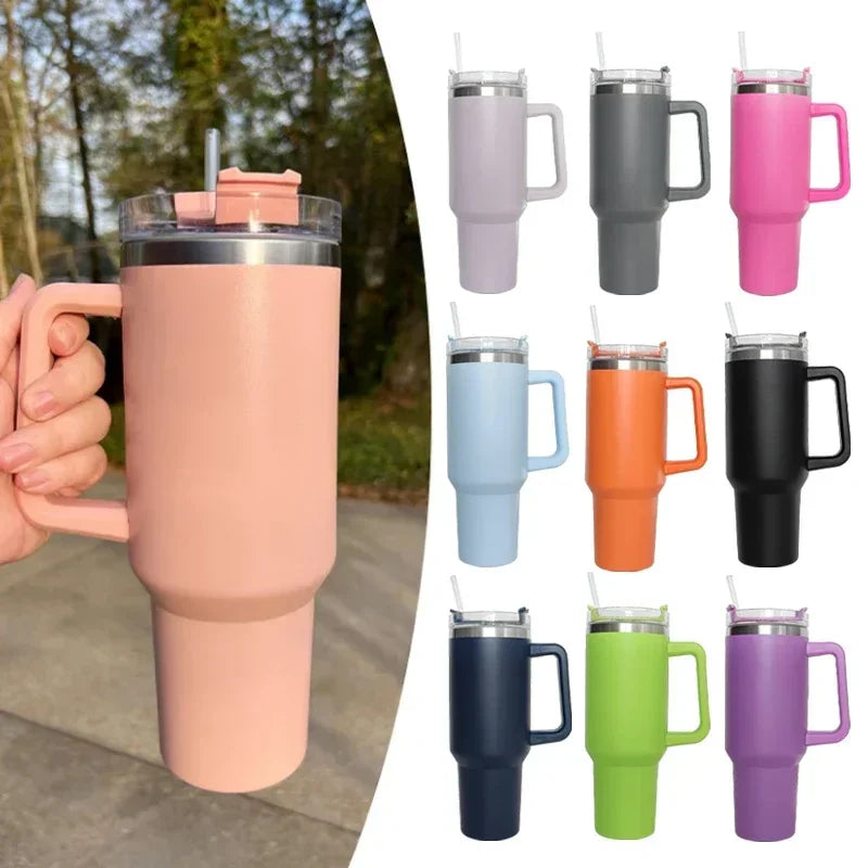 40oz Mug Tumbler With Handle Insulated Tumbler With Lids Straw Stainless Steel Coffee Tumbler Termos Cup for Travel Thermal Mug TP24